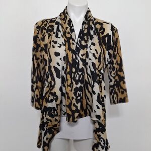 Isabella Rodriguez Academia Animal Print Waterfall Mobwife Cardigan Size L